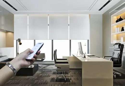 Motorized office blinds with remote control in Dubai